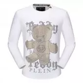 round neck sweaters philipp plein manns designer cristal bear blanc